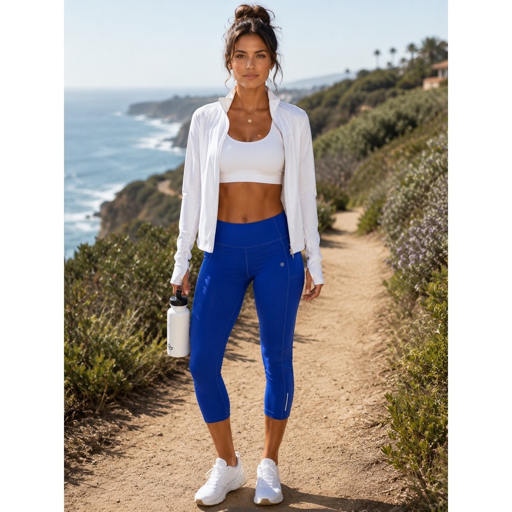 Athleta Be Free‎ Knicker Cobalt Blue Running Crop Leggings Small